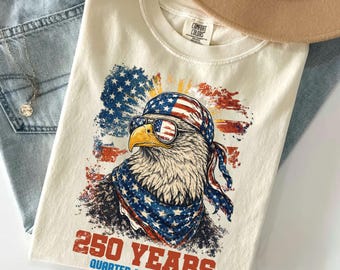 250 Years USA Tee: Vintage Bald Eagle - Patriotic Fourth of July