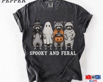 Spooky Raccoon Halloween Shirt: Feral Comfort Colors Graphic Tee