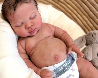 Full Silicone Reborn Baby 21" Handmade Realistic Baby Doll Boy Girl, Lifelike Soft Silicone Newborn, Collectible Art Doll, Gift for Birthday