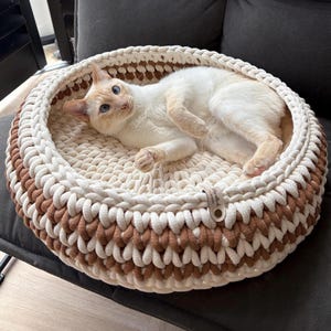 Handgemaakte kattenmand | Gehaakte extra large kattenmand | Extra hoge rand | Kattenmand op maat | Moderne kattenmand | 3 kleuren | Cat bed