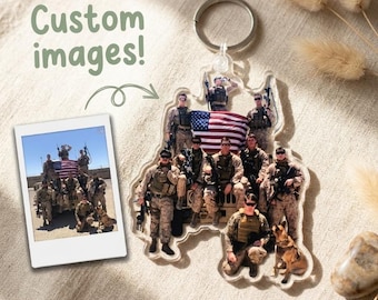Custom Acrylic Photo Block Keychain Personalized Gift For Soldiers Deployment Christmas Keepsake Proud Army Charm Clear  Keyring Picture