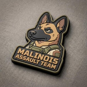 PATCH PVC Belgian Malinois Assault Team Tactical Morale Badge Dog Dad Gift