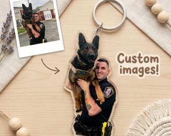 Custom Acrylic Photo Block Keychain Personalized Gift For Firefighter Birthday Christmas Keepsake Cute Puppy Helmet Charm Clear Keyring