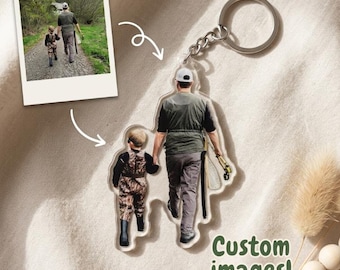 Custom Acrylic Photo Block Keychain Personalized Gift For Fishing Dad Birthday Father Day Keepsake Sweet Family Charm Clear Die Cut Keyring