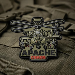 PATCH PVC Apache Chaos Tactical Helicopter Morale Patch for Backpack Jacket Military Pilot Gift Aviation Hook and Loop Badge