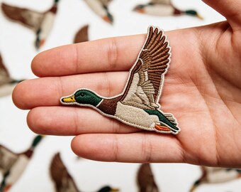 Flying Mallard Duck Embroidered Patch | Wildlife Bird Applique for Jackets, Backpacks, Hats
