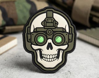 PATCH PVC Tactical Skull Night Vision Goggles Morale Patch for Backpack Jackets Military Airsoft Gear Gift