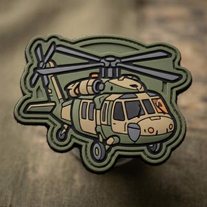 PATCH PVC Black Hawk Tactical Helicopter Morale Patch for Backpack Jacket Military Pilot Gift Aviation Hook and Loop Badge