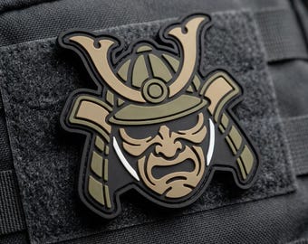 PATCH PVC Samurai Helmet Japanese Mengu Mask Morale Patch Tactical Bushido Badge for Backpack Jacket Hat Uniform Gear Military Gift for Men