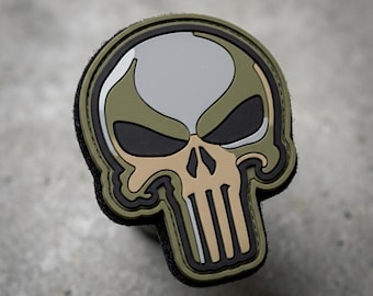 PATCH PVC Punisher Skull Morale Patch Tactical Military Emblem for Backpack Jacket Hat Range Bag Uniform Gear Gift for Men Veterans Outdoor