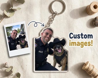 Custom Acrylic Photo Block Keychain Personalized Gift For Police Officer Birthday Christmas Keepsake Happy K9 Dog Charm Clear Keyring