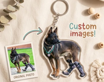 Custom Acrylic Photo Block Keychain Personalized Gift For Dog Lover Birthday Christmas Keepsake Brave Pet Charm Clear  Keyring Picture