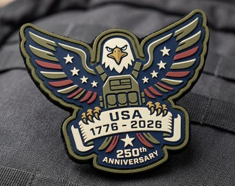 PATCH PVC 250th USA Tactical Vest Eagle Morale Patch American Semiquincentennial 1776 2026 Independence Day Military Badge Hook Loop