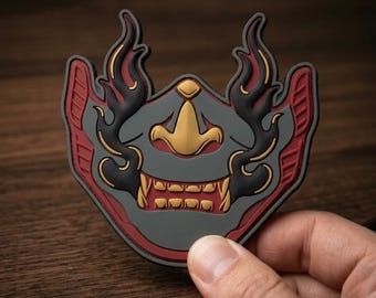 PATCH PVC Samurai Oni Mask Morale Badge For Tactical Backpack Jacket Japanese Oni Menpo Emblem Gift For Airsoft Bikers Cyberpunk