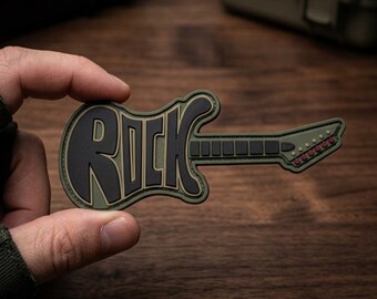 PATCH PVC Rock Guitar Music Morale Badge, Tactical Emblem for Backpack Jacket, Gift for Musician Guitarist