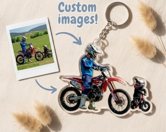 Custom Acrylic Photo Block Keychain Personalized Gift For Biker Birthday Christmas Keepsake Cool Wheelie Charm Clear Die Cut Keyring Picture