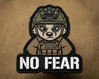 PATCH PVC Honey Badger No Fear, Tactical Morale Badge for Jackets, Military Rubber Emblem, Gift for Men Soldiers, Hook and Loop Gear