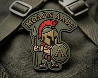 PATCH PVC Molon Labe Spartan Warrior Morale Patch Greek Shield Emblem for Backpack Jacket Hat Range Bag Gear Gift for Gun Owners Veterans