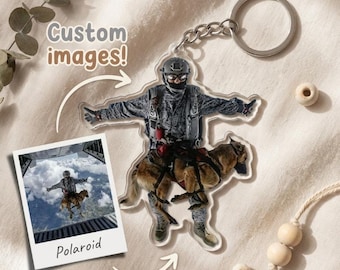 Custom Acrylic Photo Block Keychain Personalized Gift For Firefighter Birthday Christmas Keepsake Cute Puppy Helmet Charm Clear  Keyring
