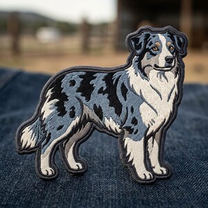 Australian Shepherd Embroidered Patch, Aussie Dog Badge, Blue Merle Patch, Aesthetic Patch, Jacket Backpack Hat Patch, Gift Idea