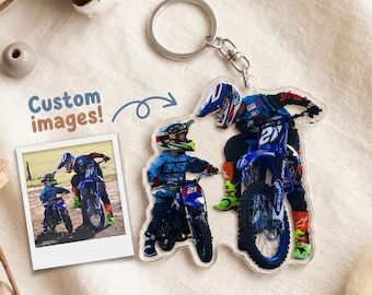 Custom Acrylic Photo Block Keychain Personalized Gift For Motorcyclist Birthday Christmas Keepsake Cool Sportbike Charm Clear  Keyring