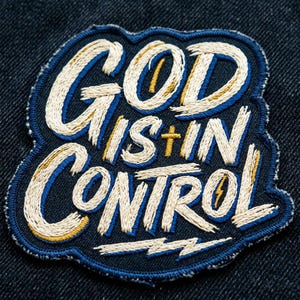 God Is In Control Embroidered Patch - Iron On / Sew On Christian Faith Badge, Aesthetic Jacket Backpack Hat Patch, Gift Idea