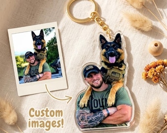 Custom Acrylic Photo Block Keychain Personalized Gift For Firefighter Birthday Christmas Keepsake Brave Hero Dog Charm Clear Die Cut Keyring