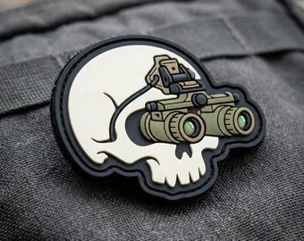 PATCH PVC Tactical Skull Night Vision Goggles NVG Morale Patch for Backpacks Airsoft Military Gear Hook Loop