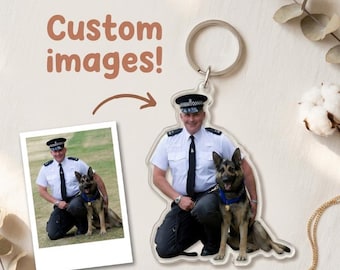 Custom Acrylic Photo Block Keychain Personalized Gift For Firefighter Birthday Christmas Keepsake Brave Fireman Charm Clear Die Cut Keyring
