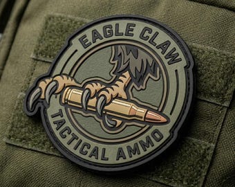 PATCH PVC Eagle Claw Tactical Ammo Morale Patch Bullet Military Badge for Backpack Jacket Hat Range Bag Uniform Gear Gift for Gun Owners Men
