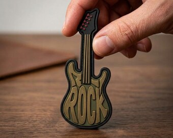 PATCH PVC Rock Guitar Heavy Metal Morale Badge, Tactical Emblem for Backpack Jacket, Gift for Musician Rocker