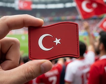 Turkey Flag PVC PATCH, Turkish Pride Crescent Emblem, Tactical Morale Badge for Backpacks, Soccer Football Fan Gear Hook and Loop Fastener
