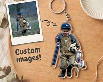 Custom Acrylic Photo Block Keychain Personalized Gift For Hunter Birthday Christmas Keepsake Proud Dog Charm Clear Die Cut Keyring Picture