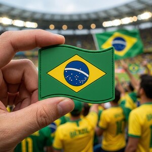 Brazil Flag PVC PATCH, Brazilian Pride Rhombus Emblem, Tactical Morale Badge for Backpacks, Soccer Football Fan Gear Hook Loop Fastener