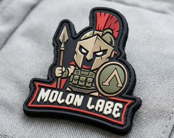 PATCH PVC Molon Labe Spartan Warrior Morale Patch Tactical Shield Badge for Backpack Jacket Hat Uniform Gear Military Gift for Men Veteran