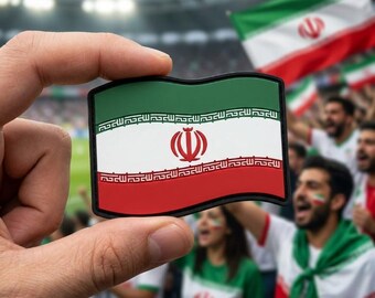 Iran Flag PVC PATCH, Iranian Emblem Badge, Tactical Morale Patch for Backpacks, Soccer Football Fan Gear Hook and Loop Fastener Ornament