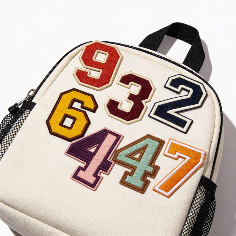 Backpack Cut Numbers Embroidered Varsity Number Patches, Iron on Sports Applique, DIY ...