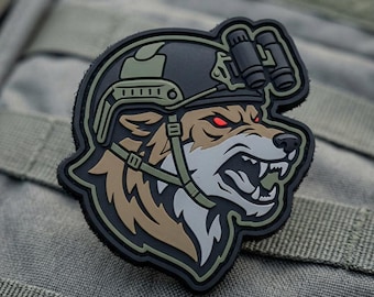 PATCH PVC Tactical Wolf Helmet Night Vision NVG Morale Patch for Backpack Jackets Military Airsoft K9 Gear
