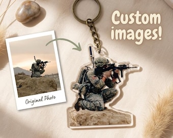 Custom Acrylic Photo Block Keychain Personalized Gift For Soldier Deployment Christmas Keepsake Proud Army Charm Clear Keyring Picture