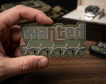 PATCH PVC Wanted 5 Stars Military Morale Badge For Tactical Backpack Vest Funny Gift For Gamers Airsoft Fans Edgy Rubber Emblem