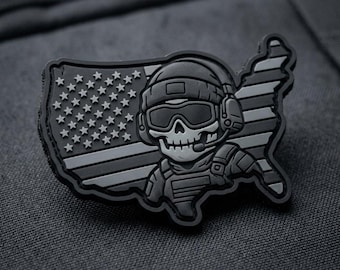 PATCH PVC USA Map American Flag Skull Soldier Tactical Morale Badge Military Ghost Operator Emblem for Backpack Jacket Hat Gear Gift for Men