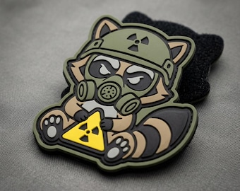 PATCH PVC Tactical Raccoon Morale Patch Gas Mask Nuclear Hazard Badge for Backpack Jacket Hat Range Bag Gear Gift for Men Apocalypse Fan