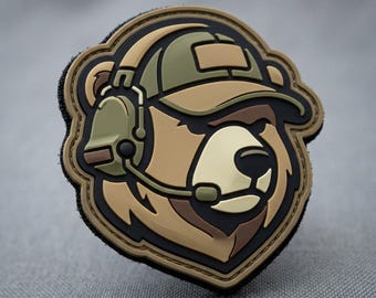 PATCH PVC Tactical Bear Morale Patch Military Operator Grizzly Badge for Backpack Jacket Hat Uniform Range Bag Gear Gift for Men Hunters