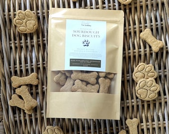 Crunchy Sourdough Dog Biscuits - Peanut Butter, Banana & Cinnamon | Small Batch Homemade Treats with Organic Ingredients