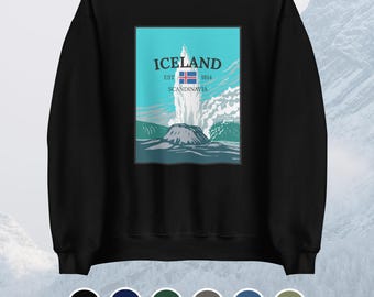 Sudadera unisex Iceland Geyser: inspirada en la tranquilidad islandesa - Suéter de cuello redondo Icelands Geyser