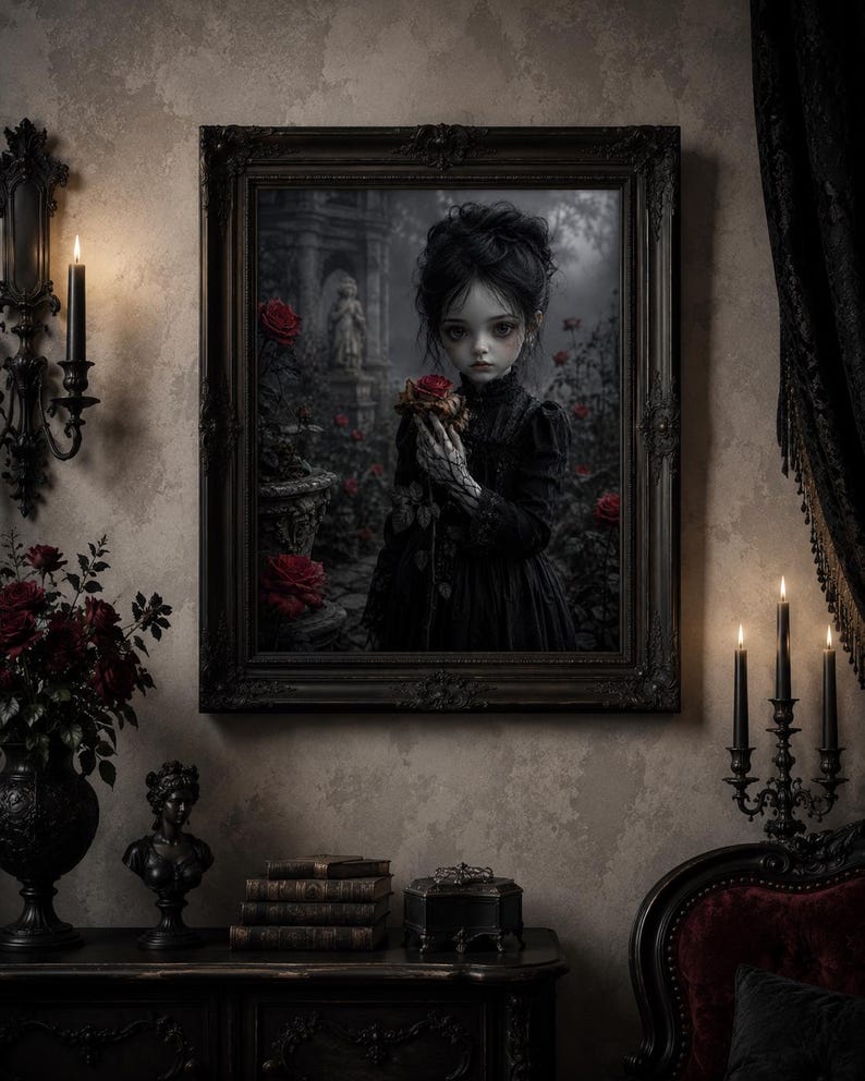 The Rose That Forgot Her Gothic Porcelain Doll Printable Wall Art ...