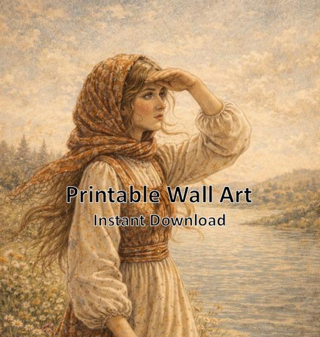 vintage-meadow-girl-printable-wall-art-cottagecore-decor-etsy