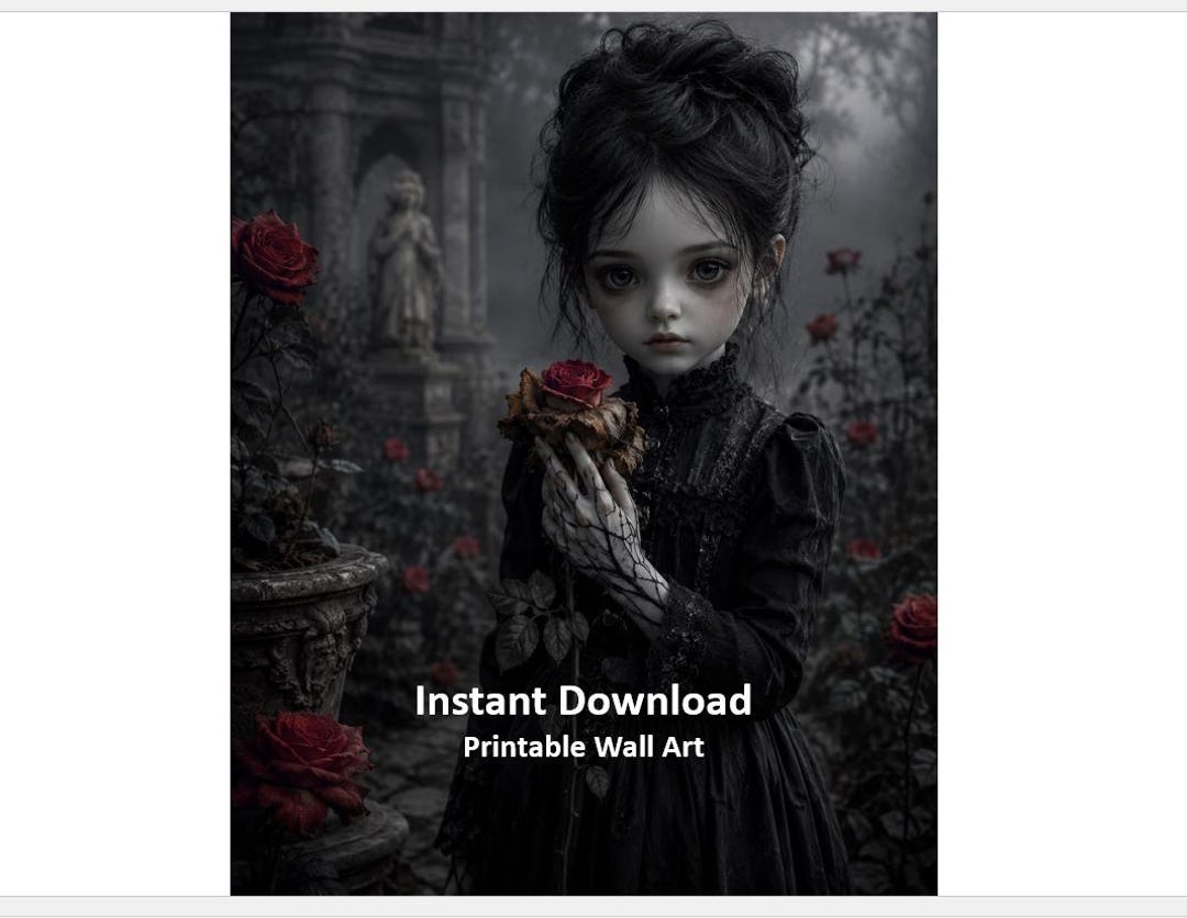 The Rose That Forgot Her Gothic Porcelain Doll Printable Wall Art ...