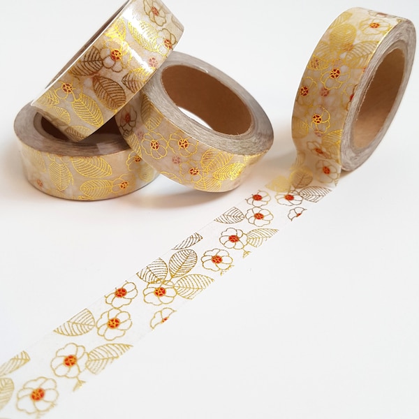 Pretty Gold Foil Floral Washi Tape