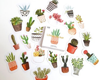 Watercolour Succulent and Cactus Sticker Set